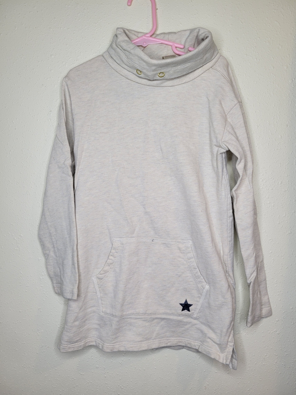 OshKosh B'gosh Light Gray Funnel Neck Sweatshirt Dress with Star Pocket